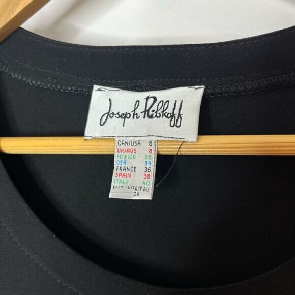 Joseph Ribkoff Women’s Size 6 Boucle Sequined Bow Sheath Dress Black Grey Beaded - Picture 5 of 15